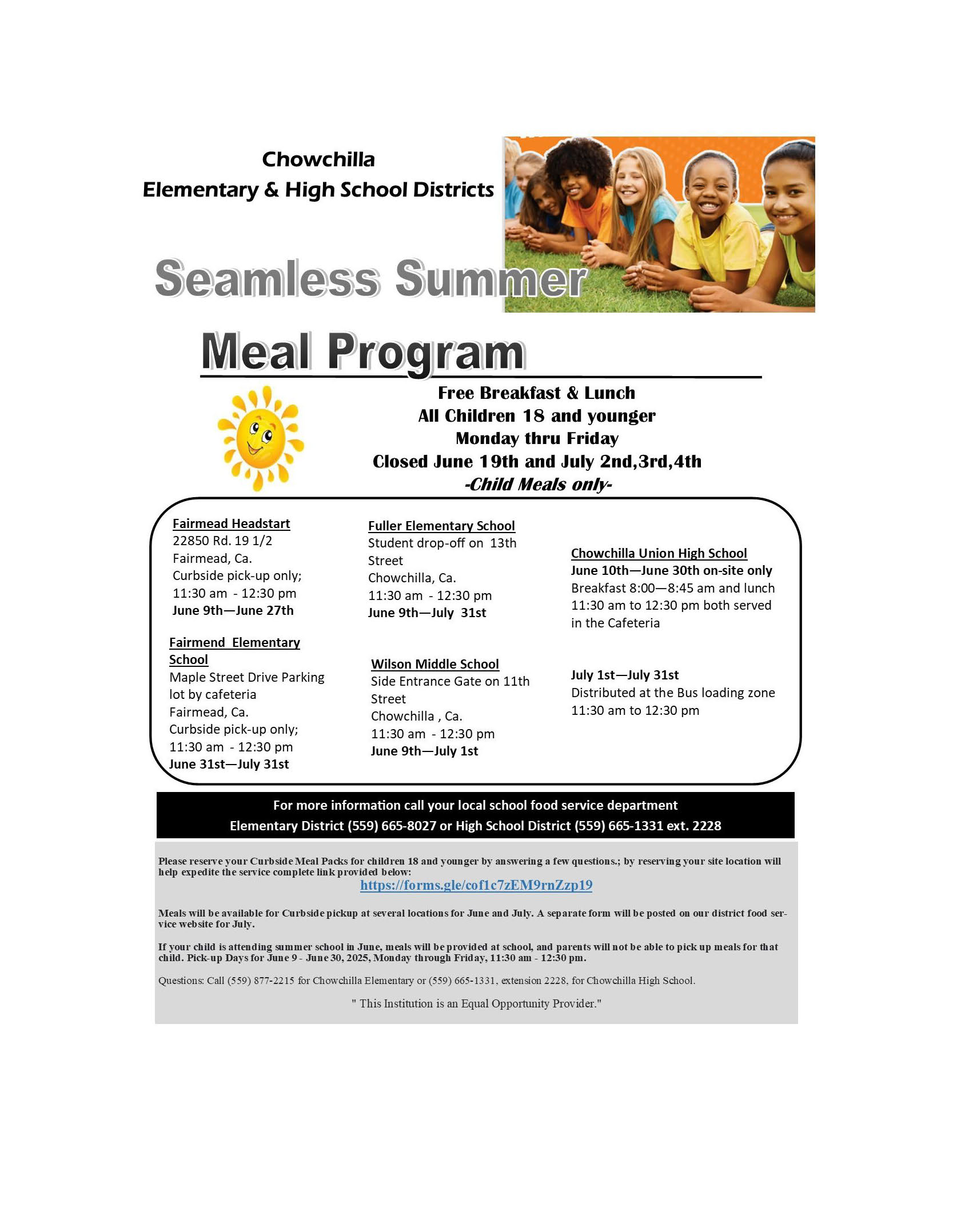 2025 Summer Meal Program - English